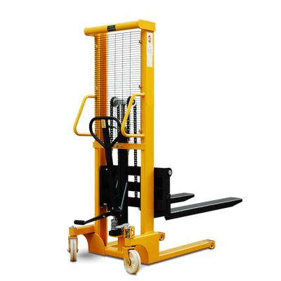 China Hotels 3000kg Loading Capacity 1100-1600mm Portable Mini Manual Stacker Hand Forklift for sale