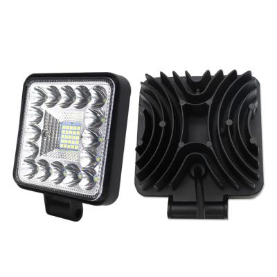 China Auto Lighting System Aviation Aluminum 4 Inch Car Led Lights 12v 24v 123w Square Led Work Lamp Super Bright 6000k for sale