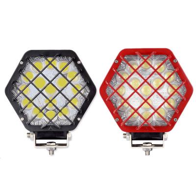 China 6063 Aluminum Aviation Lamp Bead Bright Car LED Work Hexagon Light 48w Black Red Aviation Aluminum High Quality Light for sale