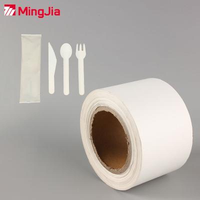 China Big small disposable top yogurt spoons sugar pe coated kraft paper ppaer wrapper for sale