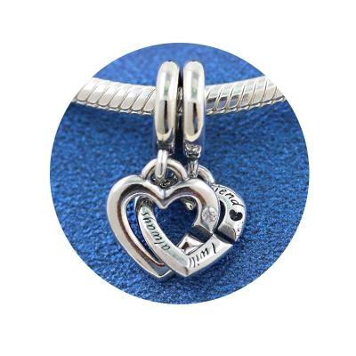 China 2022 New 100% Real 925 Sterling Silver TRENDY Hearts Linked Sister Pendant Split Dangle Charm Jewelry for Family and Friends for sale