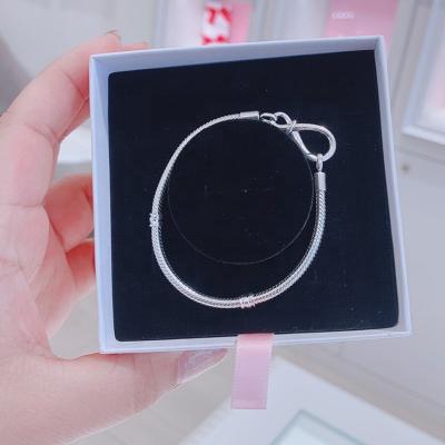 China Fashion 2022 New High Quality 925 Hot Sale Fashion Eternity Knot Snake Bone Chain Bracelet Sterling Silver Gift For Mothers for sale