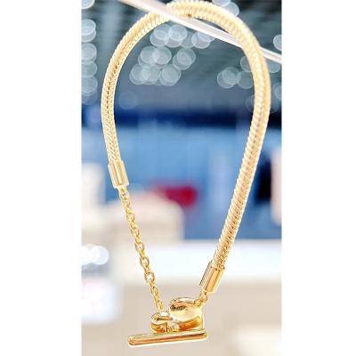 China Fashionable Thailand factory original DIY custom 925 sterling silver heart T-bar snake chain bracelet women for valentines day gift for sale