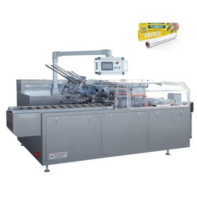 China Full Automatic Food Cling Film Aluminum Foil Roll Box Cartoning Packing Machine for sale