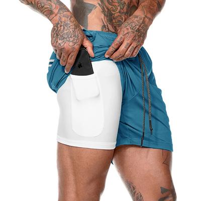 China Anti-Wrinkle Wholesale White Mesh 2 In 1 Lined Athletic Mens Gym Shorts Running Shorts for sale