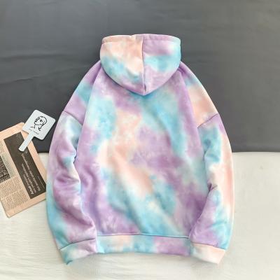 China Breathable Hot Selling Tie Dye Women Colorblock Sweatshirt Custom Long Sleeve Ladies Polyester Hooded Hoodie for sale