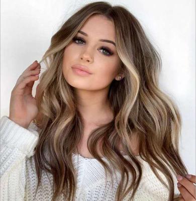 China Fashionable High Temperature Natural Highlight Lace Wig Water Wave Resistance Cheap Human Hair Synthetic Wigs for sale