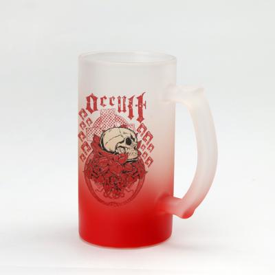 China Sustainable Hot New Products For Sublimation Frosted Glass Beer Mug For Drinking for sale