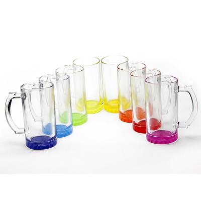 China 16oz beer set 16oz beer glass cup good quality sublimation colored bottom clear glass ice cream cup crystal glass beer mug for sale