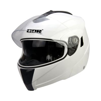 China Removable Double Sun Visors China Fabric Lining ABS Flip Up Safety White Breathable Motorcycle Helmet for sale