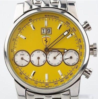 China Men's Stainless Steel Ferrari Automatic Watch w/ Chronograph & Clear Back for sale