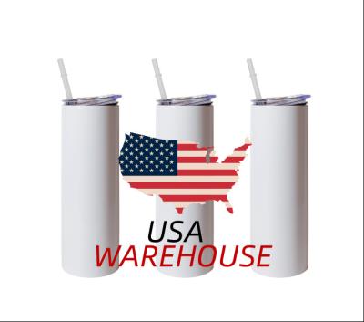 China Viable us warehouse kstock stainless steel straiught 20oz white sublimation masks rockers with straw for sale