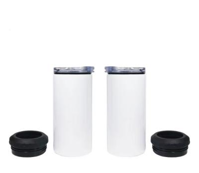 China Viable read to ship 4 in 1 upright beer sublimation box cooler 16oz wholesale for drinking with 2 lids for sale