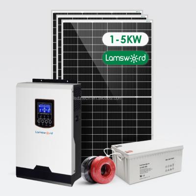 China Lamsword Home Off Grid Solar Power System 5kW 10kW Home Solar Panel Kit 5000W 10000W Mini Solar System For Home Use for sale