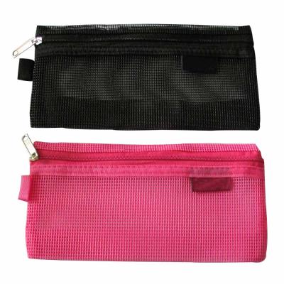 China OEM Waterproof Dust Proof Plastic Mesh PVC Pencil Bag Moisture Proof Hollow Out Pen Snare Bag Storage Makeup Ziplock Pouch for sale