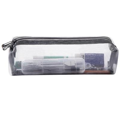 China Dust Proof Student Supplies Transparent Mesh Zipper Pencil Case School Nylon Pencil Bag Moisture-Proof for sale