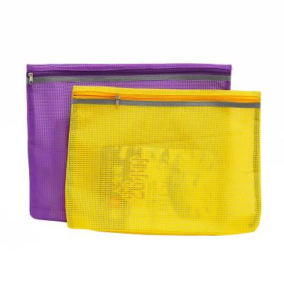 China Wholesale Durable Promotion Cube Polyester Film Cover Mesh Bag File Folder Document Zipper Bags A5 A4 Zipper Pouch for sale