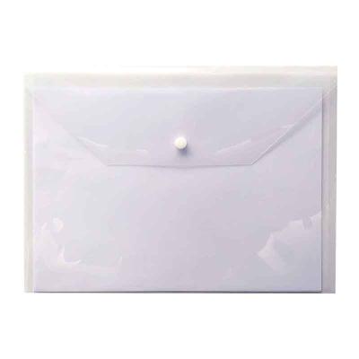 China Lightweight Transparent Folder With Name Card Pocket Snap Button Plastic Document Bag for sale