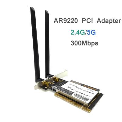 China Desktop for Atheros AR9220 802.11a/b/g/n 2.4GHz/5GHz 300Mbps PCI WiFi Desktop Adapter Wireless Network Card for ROS/Wind7/8/10 for sale