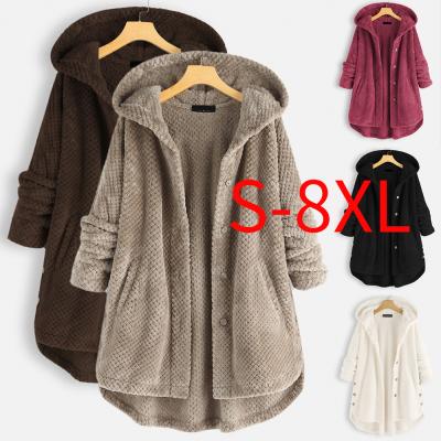 China Wholesale Women Plus Size Winter Fleece Hooded Breathable Sweater Fashion Double Sided Mid Length Jacket for sale