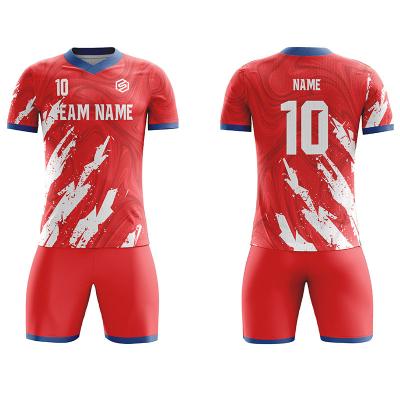 China Custom New Mens Soccer Jerseys Sets Boys Soccer Jersey Red Adult Kits Football Uniforms Sets for sale