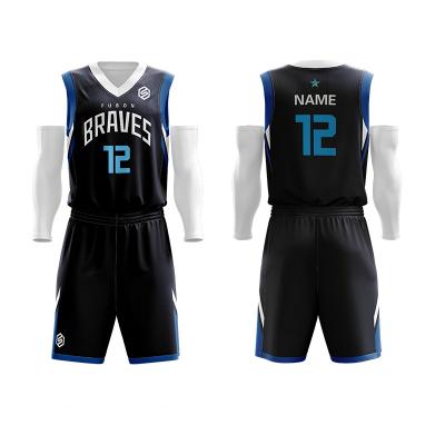 China Breathable Good Quality Custom Made Black Logo Design Basketball Jersey Sublimation New Basketball Tank Top Uniforms for sale