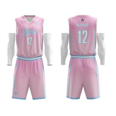 China Wholesale Custom Made Sublimation Basketball Tank Top Pink Design Breathable Free Basketball Tank Tops for sale