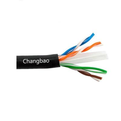 China PVC/PE Changbao UV 305m Drum 23AWG 4 Pairs Outdoor Cat6 Network Cable Cat6 UTP Black Color Lan Cable for sale