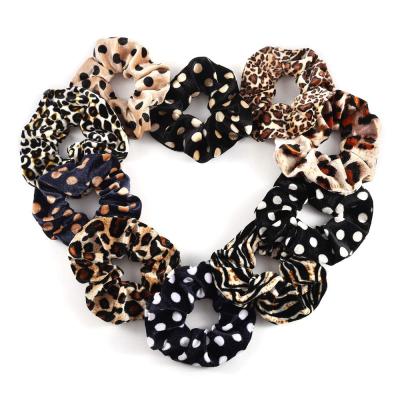 China Fashionable Velvet Hair Band Leopard Grain Print Elastic Hair Band Hair Scrunchies Animal Hair Ties for Women and Girls for sale