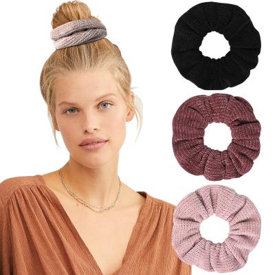 China Wool Personalized Design Girls Fashionable Warm Knitting Scrunchies For Hair for sale