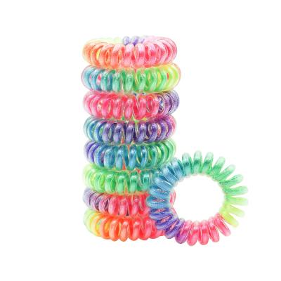 China Girl Hair Decoration Daliy's Life Rainbow Spiral Traceless Hair Ring Cord Coil Ponytail Holder Comfortable Wear-Resistant Hair Ties For Girls and women's children for sale