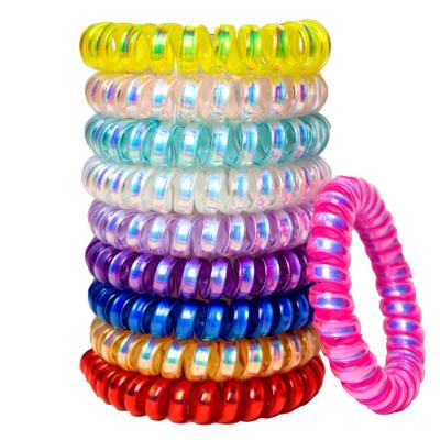 China No Hurt Your Colored Hair No Crease Traceless Coil Hair Ties Elastic Phone Cord Waterproof Hair Coils For Women Girls for sale