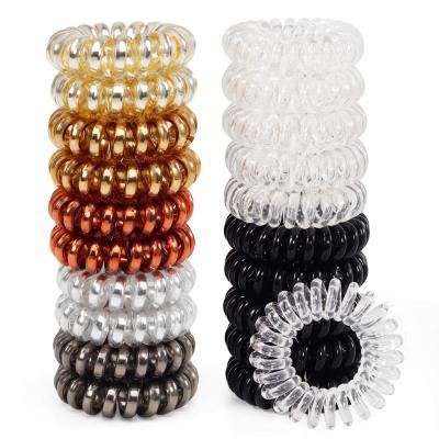 China Traceless No Crease Coil Hair Ties Telephone Cord Hair Ties For Women Thick Hair Ponytail Holder Elastics for sale