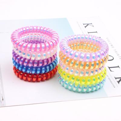 China Soft Hot Selling Multicolor Rubber Stretchy Curly Hair Ties TPU Coil Phone Rope Hair Ties For Lady for sale