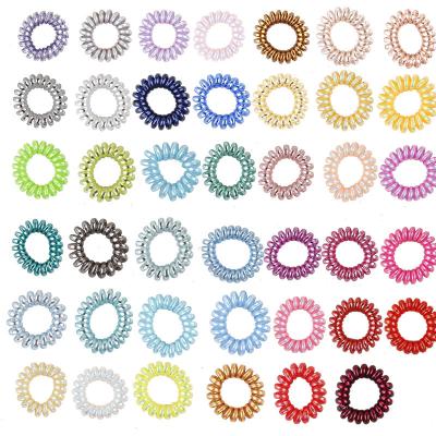 China Multicolor Traceless Hair Band Ponytail Elastic Spiral Hair Ties Telephone Wiring Rubber Hair Band for sale