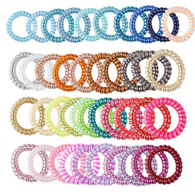 China New Girl Girls Ladies Women Traceless Telephone Wiring Style Plastic Rope Band Accessories Black Elastic Rubber Hair Ties for sale