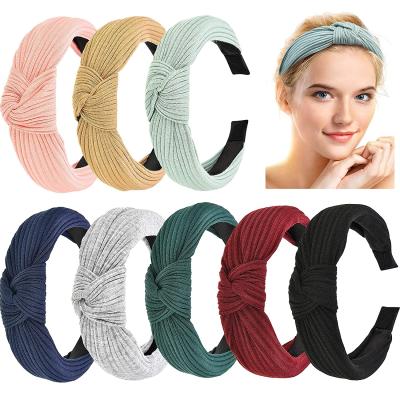 China Fashion Wide Headbands Knot Turban Headband for Women Girls, Non Slip Elastic Hair Band Hair Accessories Knotted Cloth Headbands for sale