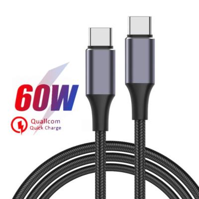 China USB Cable for Mobile Phones with Nylon Braided Fast C USB-C Port 3A Alloy to Type-C Fast Transmit 60W PD USB Data Cable for Huawei Mobile Phone for sale