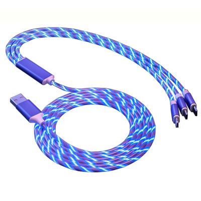 China USB Cable For Mobile Phones With C Port 3 In 1 LED Glow Data Cable Transfer Light Flow Up Cable Glow In The Dark Cable Magnetico for sale