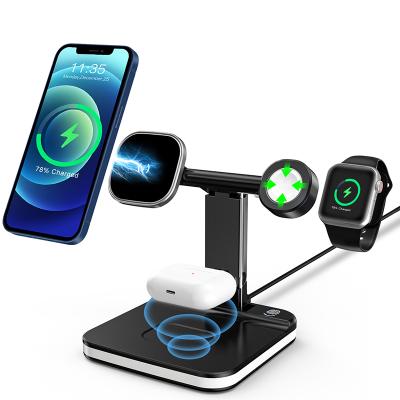 China New Smart Watch Charging 15W 10W Magnetic Fast Charging Rotate 90 Degree Wireless Charging Dock For Phone Watch Headphone Wireless Charger for sale