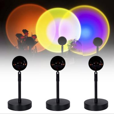 China Amazon New 2021 Modern Romantic Mini Colorful USB Halo Rainbow Floor Night Sunset Light Projection Lamp Sunset Lamp for sale