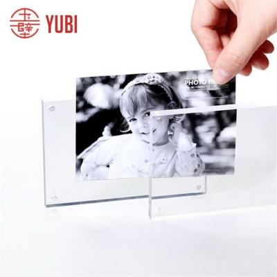 China Custom Polishing Fashion Magnet Photo Display 2x3 Acrylic Double Sided Display Frame Custom Polishing Acrylic Frame for sale