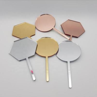 China Eco-Friendly Empty Acrylic Cake Topper - Circle or Mirror Topper - Rose Gold, Mirror Gold, Mirror Silver Hexagon Cake Topper for sale