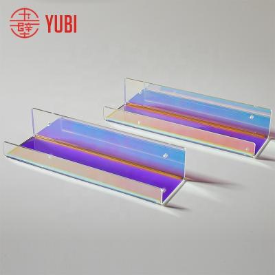 China Eco-Friendly Custom Iridescent Acrylic Floating Shelves Rainbow Wall Mounted Shelves For Bedroom Bathroom Living Room Kitchen for sale