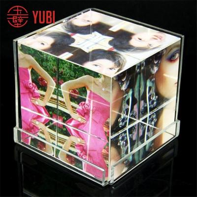 China 100% Acrylic/PMMA/Plexiglass/Perspex Clear Acrylic Photo Cube Frame for sale