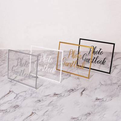 China Clear Logo Eco-friendly Wedding Guest Book Acrylic Wedding Instruction Book Photo Guest Book Sign Glass Sign Small Size for sale