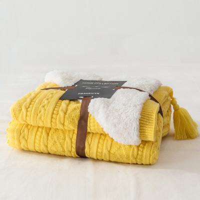 China Soft Different Color Low Different Color Sofa Nap Leisure Cotton Knitted Blanket Throw Eco-Friendly Moq Chunky Knit Wool Blanket Throw for sale