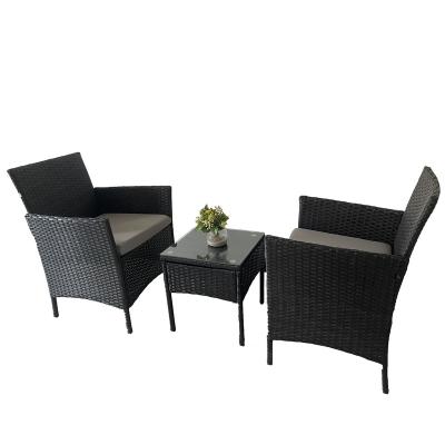 China K.D Cheap Furniture Plastic Foldable 3pcs Balcony Set Steel Frame Rattan Table And Garden Chair for sale