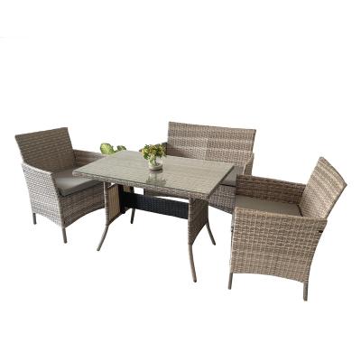 China Outdoor Weather Furniture Plastic Folding Chairs And Tables For Events Furniture Luxury Wicker Patio Sofa Set 4 Seater With Table for sale