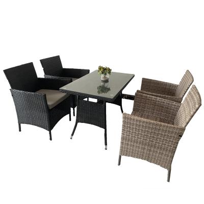 China Weather Furniture Outdoor All Weather Garden Wicker Rattan Dining Chairs And Outdoor Dining Tables Set For Restaurant for sale